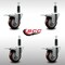 Service Caster 3.5'' SS Maroon Poly Swivel 1'' Expanding Stem Caster Set Total Lock Brake, 4PK SCC-SSEXTTL20S3514-PPUB-MRN-1-4 - alternate 2